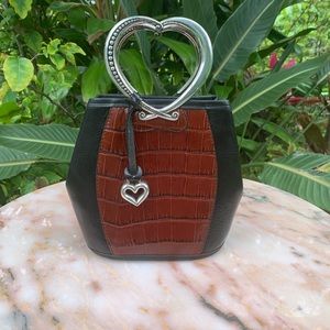 Brighton croc and leather heart shaped handle bag